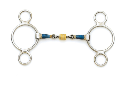 Blue Steel Double-Jointed Disc 2-Ring Gag Bit