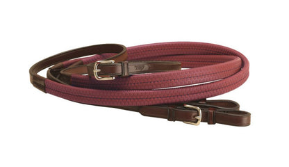 Rubber Grip Leather Reins with Buckle Ends