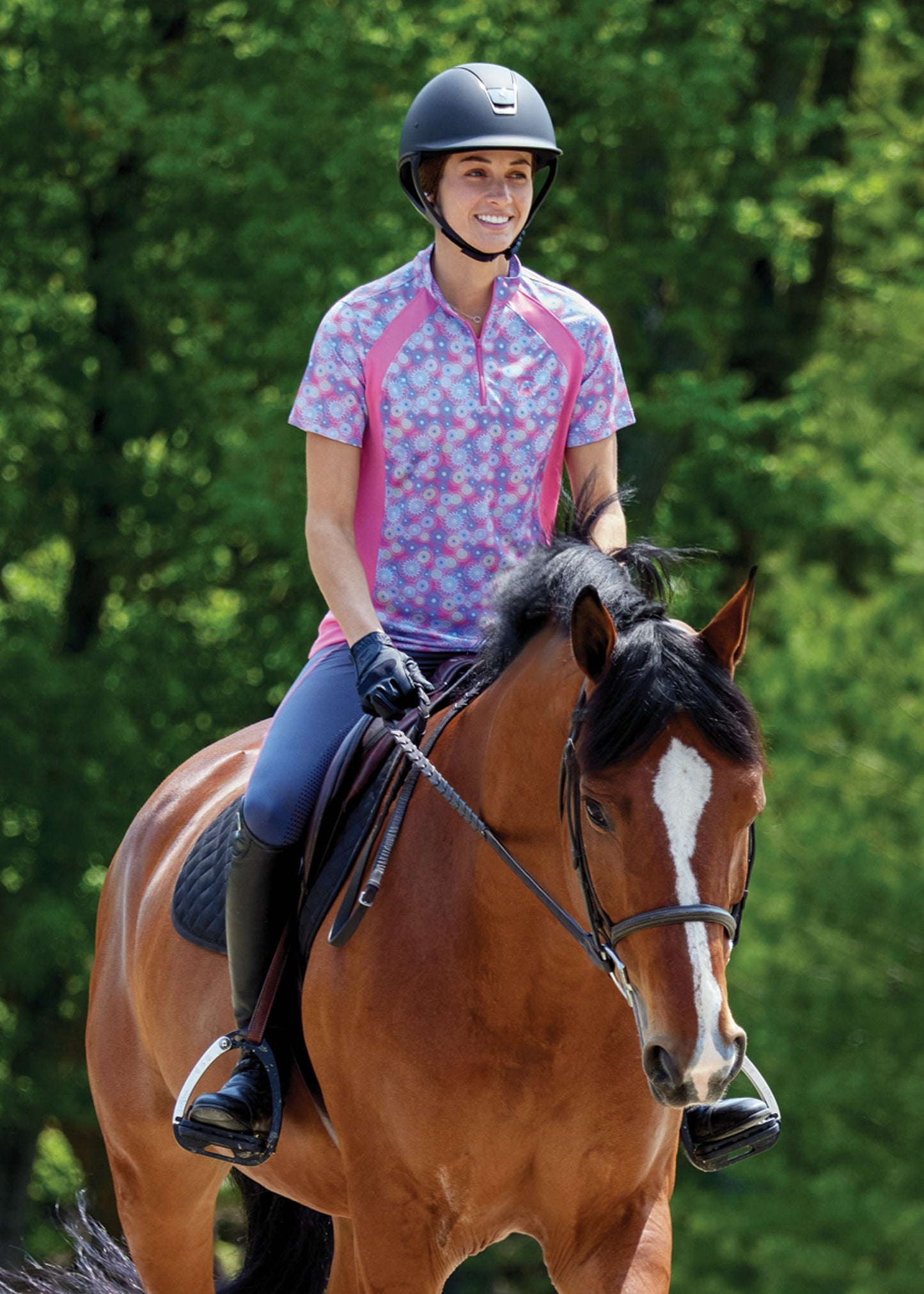 Ladies’ Airflow Quarter-Zip Print Short Sleeve Shirt