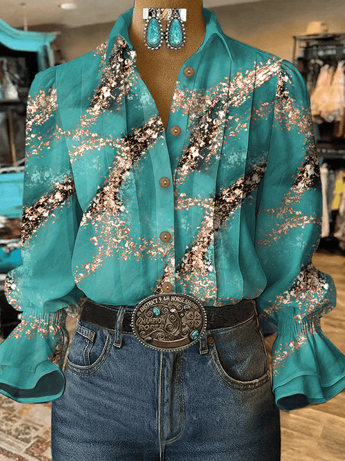 Women's Retro Western Print Shirt