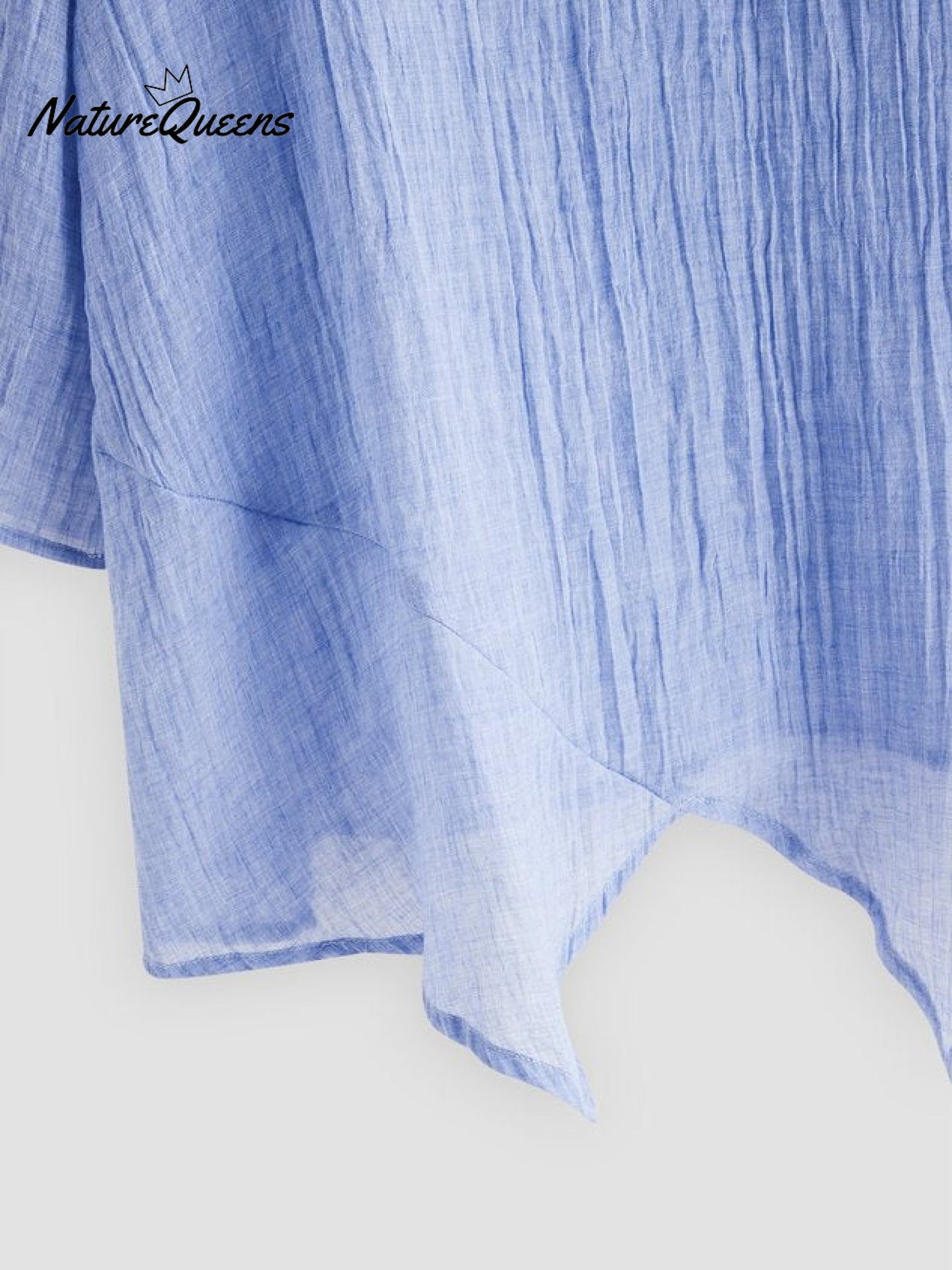 JFN Cotton & Linen Asymmetric Hem Loose Fit Long Sleeve Shirts Tunic Top