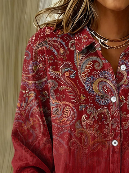 Women's casual western corduroy shirt